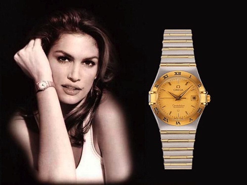 Реклама часов OMEGA c американской моделью Синди Кроуфорд. Фото носит иллюстративный характер. Источник: www.pam65.ru.