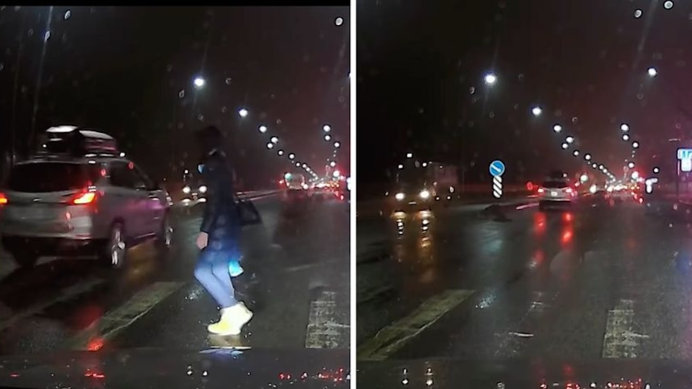 Скриншот видео с инцидентом, который произошел на Лейтенанта Рябцева в Бресте.