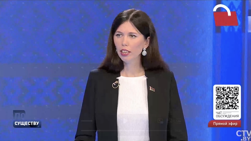 Елена Космач, начальница отдела туризма Брестского облисполкома в программе на СТВ