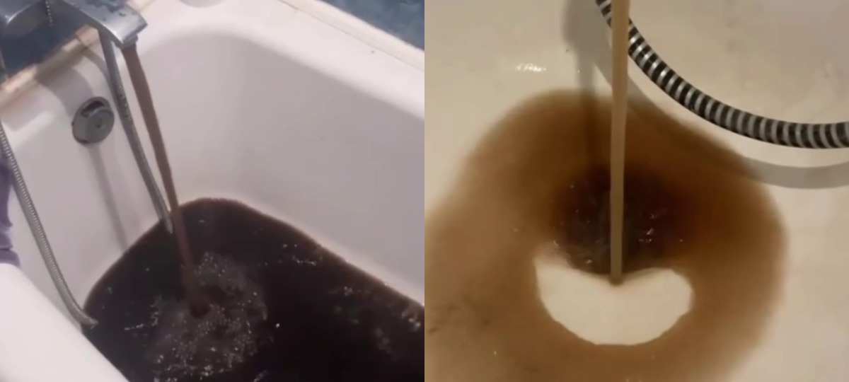 ржавая вода течет из под крана