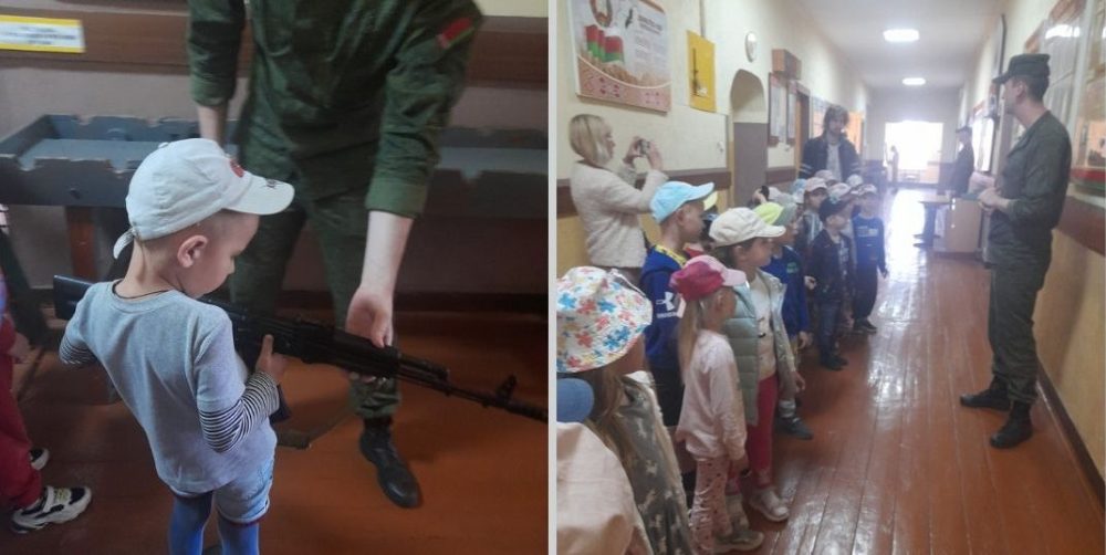 Дети дотсадовского возраста на экскурсии в военной части