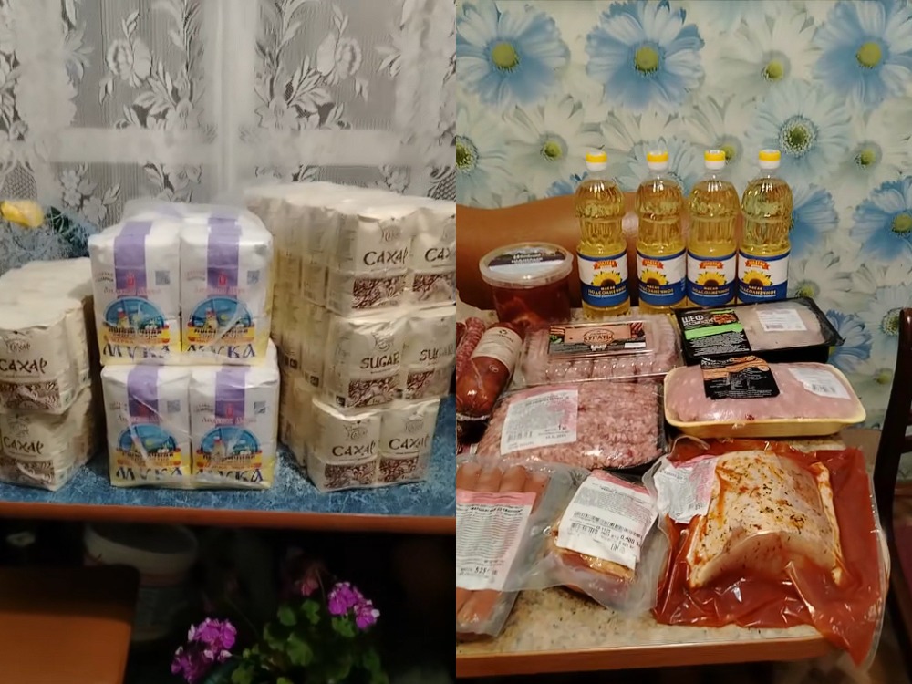 колбасные изделия на столе вместе с мукой и маслом