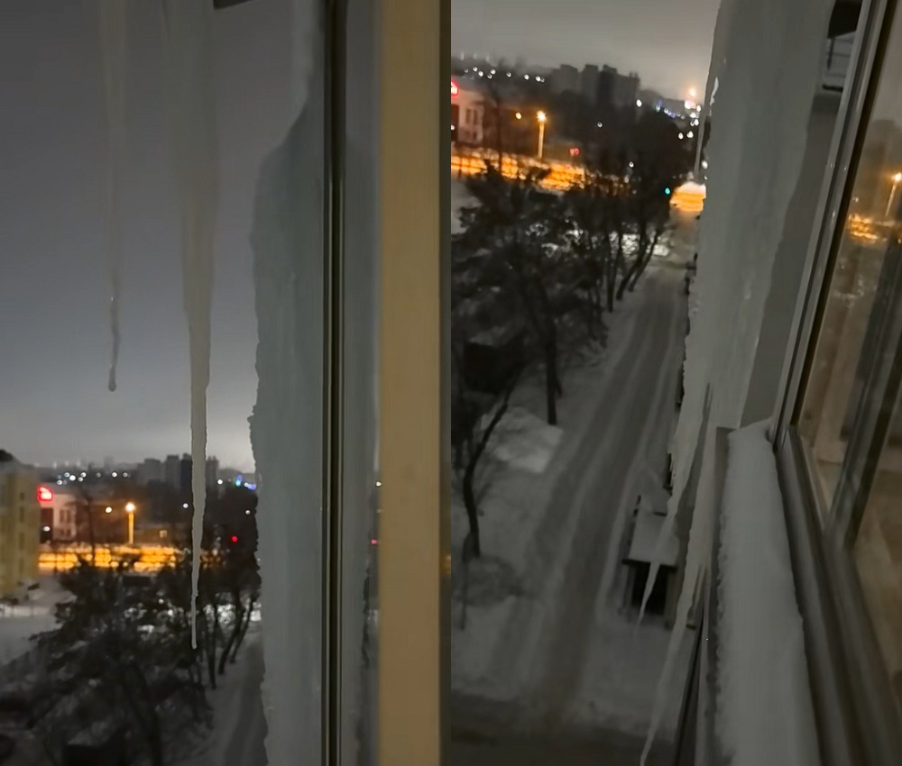 сосульке на крыше дома