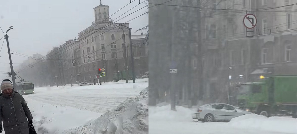 снежные завалы в городе