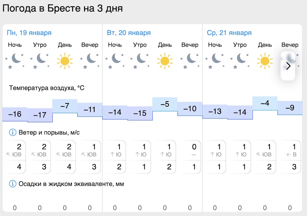 Скриншот с сайта Gismeteo.